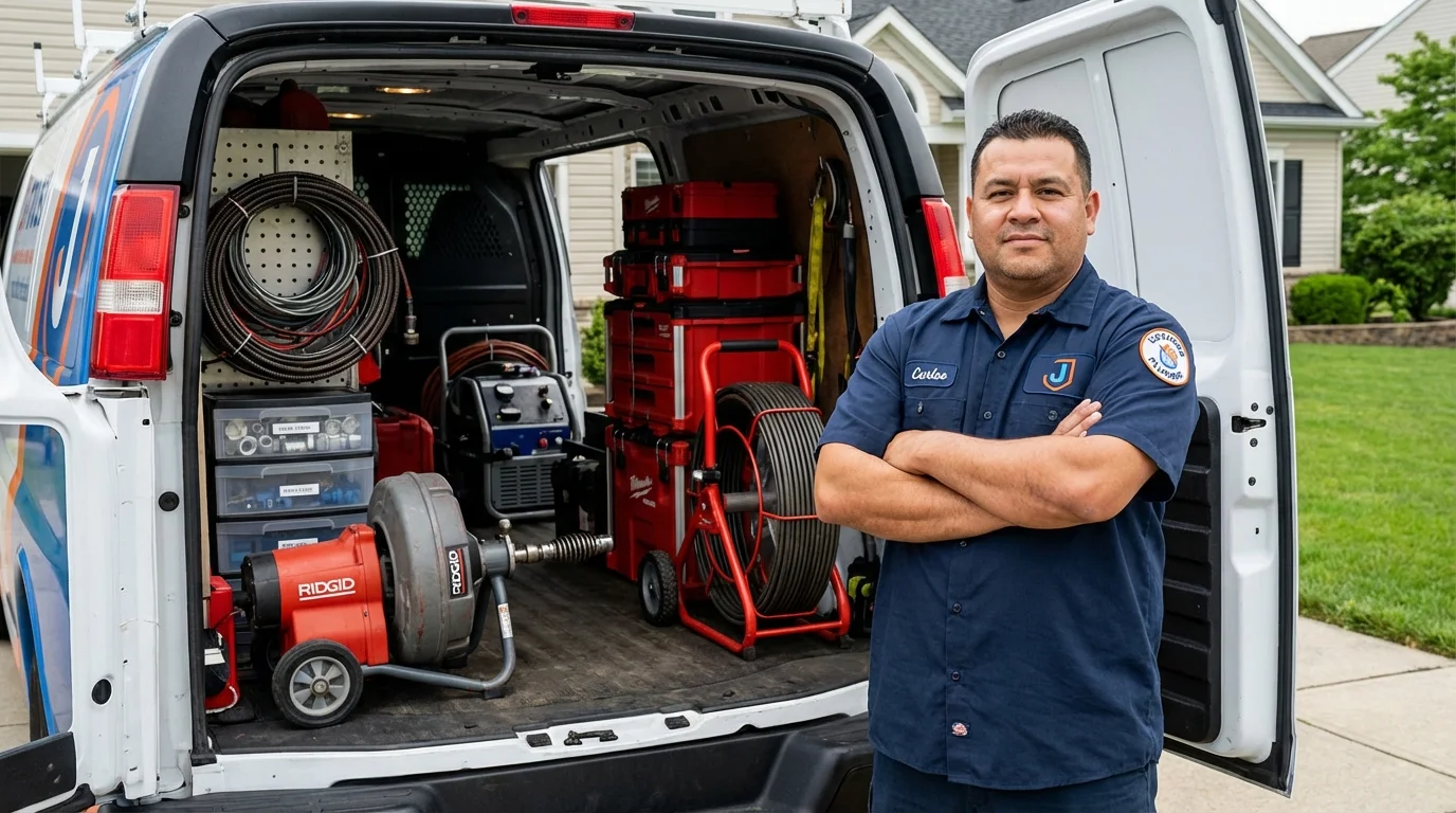 Professional drain cleaning equipment and Johns Plumbing LLC plumber in Grandville