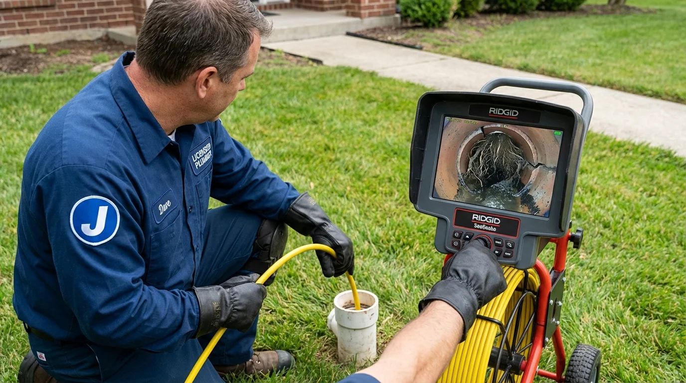 Sewer camera inspection being performed by Johns Plumbing LLC in Grandville