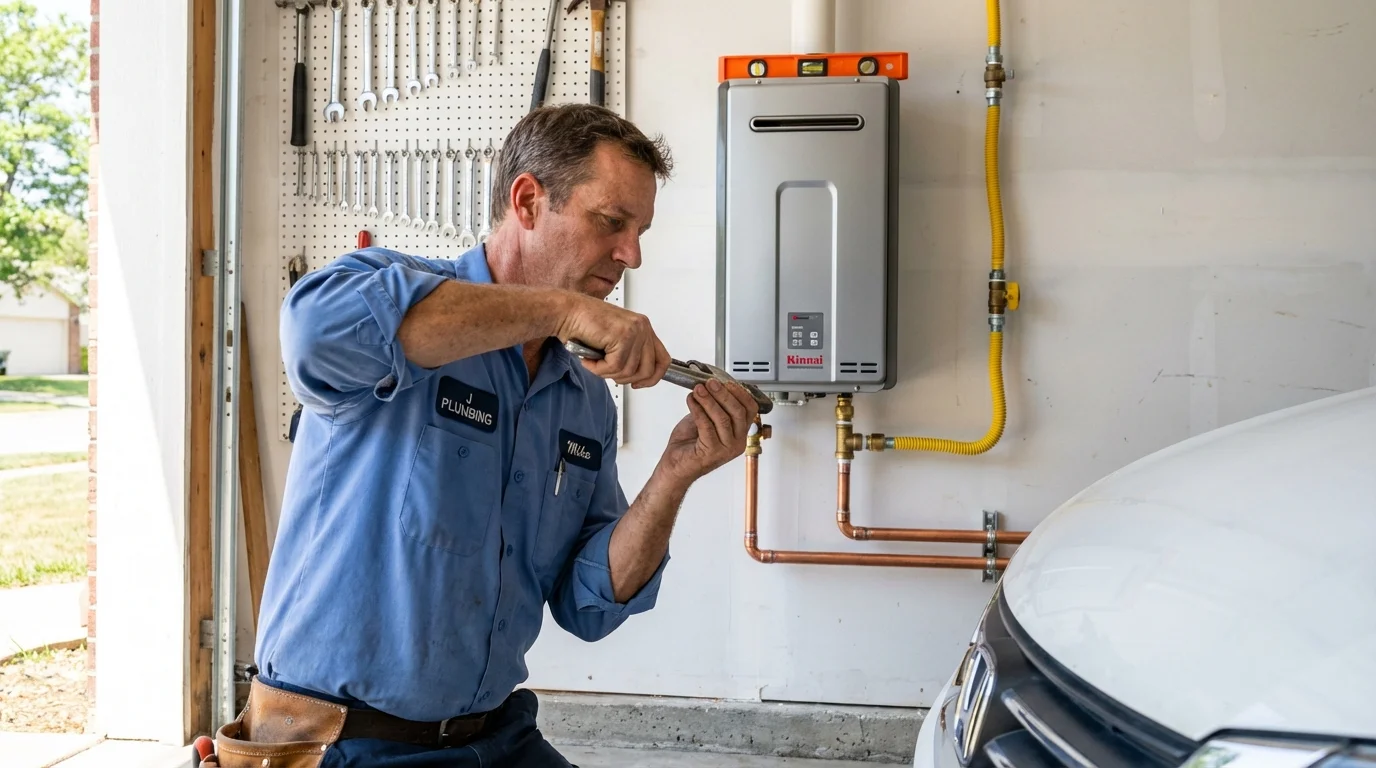 Tankless water heater installation by a Johns Plumbing LLC plumber in Grandville